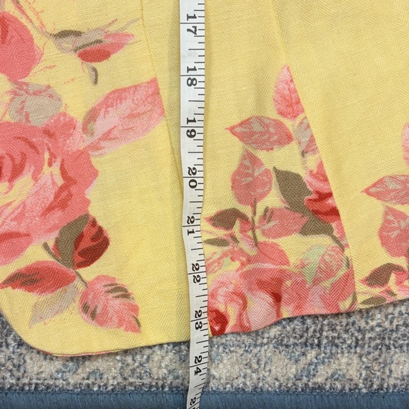 Floral Yellow Women's Blazer Cottagecore grandmacore coastal grandma, size 12 - Picture 15 of 16